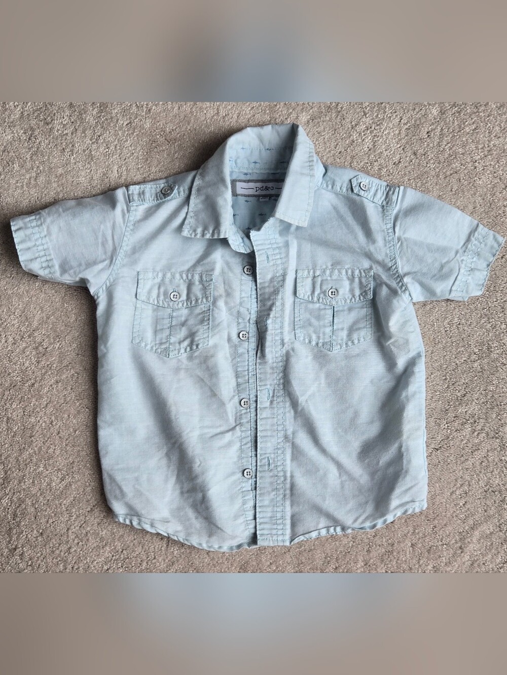 Boys' Light Blue Short-Sleeve Button-Up Shirt